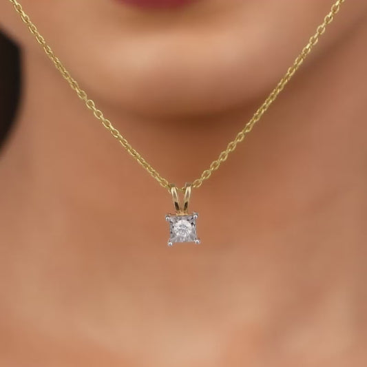 Gold Boxy Diamond Pendant