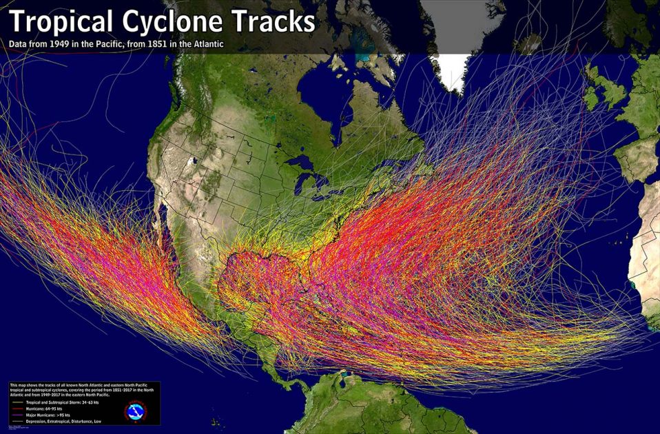 U.S. Hurricane Map 1851-2017