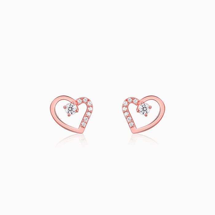 Rose Gold Beautiful Heart Earrings