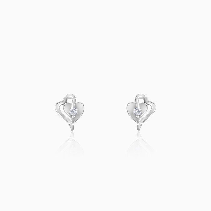 Silver Heart Studs
