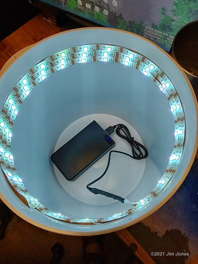 LED Light Strips inside of a camp Bucket Light