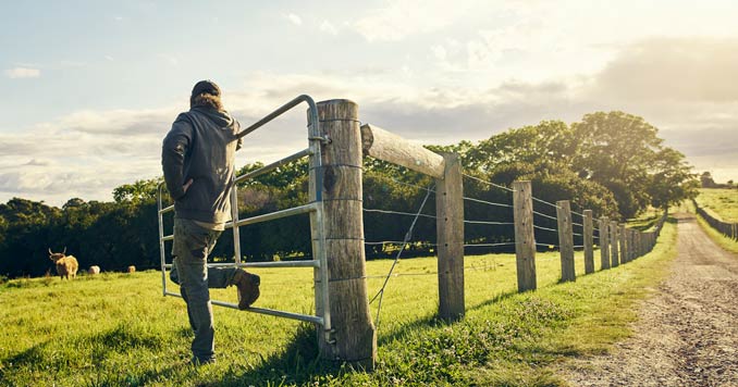 Guy on his off grid land