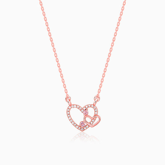 Rose Gold Double the Love Pendant with Link Chain