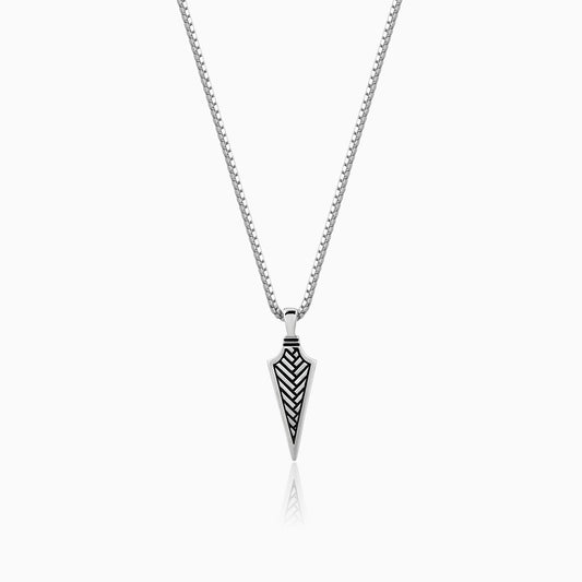 Oxidised Silver Arrow Pendant With Link Chain