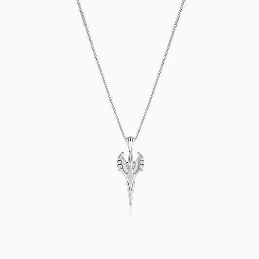 Oxidised Silver Phantom Edge Pendant With Box Chain For Him