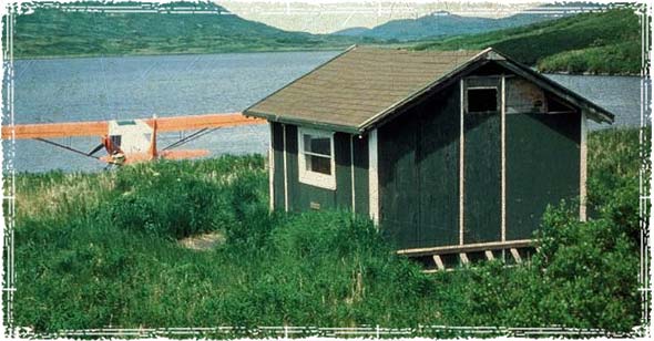 A tiny home next to a lake