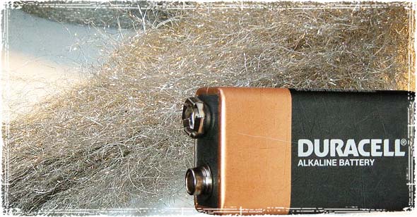 Steel Wool and a 9-Volt Battery