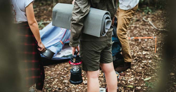 A family with survival supplies