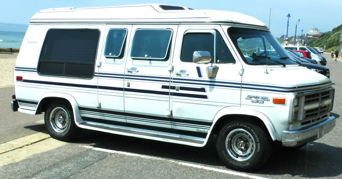 Van parked in public parking lot